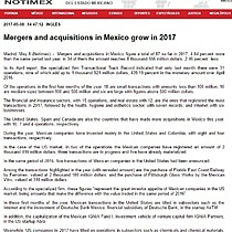 Mergers and acquisitions in Mexico grow in 2017